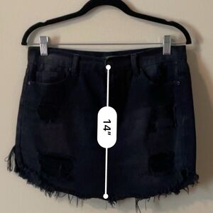 Size Small / 28 l Black Denim Distressed Mini Skirt